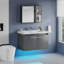 Meuble-lavabo flottant noir 31 po avec lavabo, lumière DEL moderne-537429577