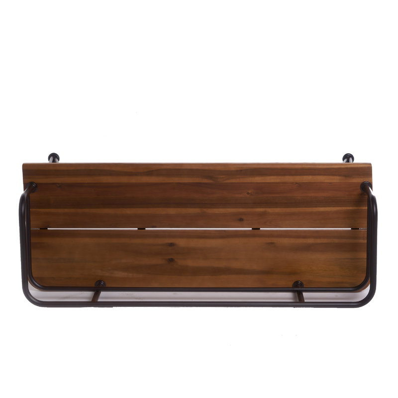 Banc d'extérieur Zoe, structure en métal industriel, bois d'acacia brun de 48 pouces
