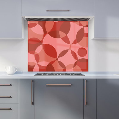 Red Circle Pattern Premium Glass Kitchen Splashback W600mm x H750mm