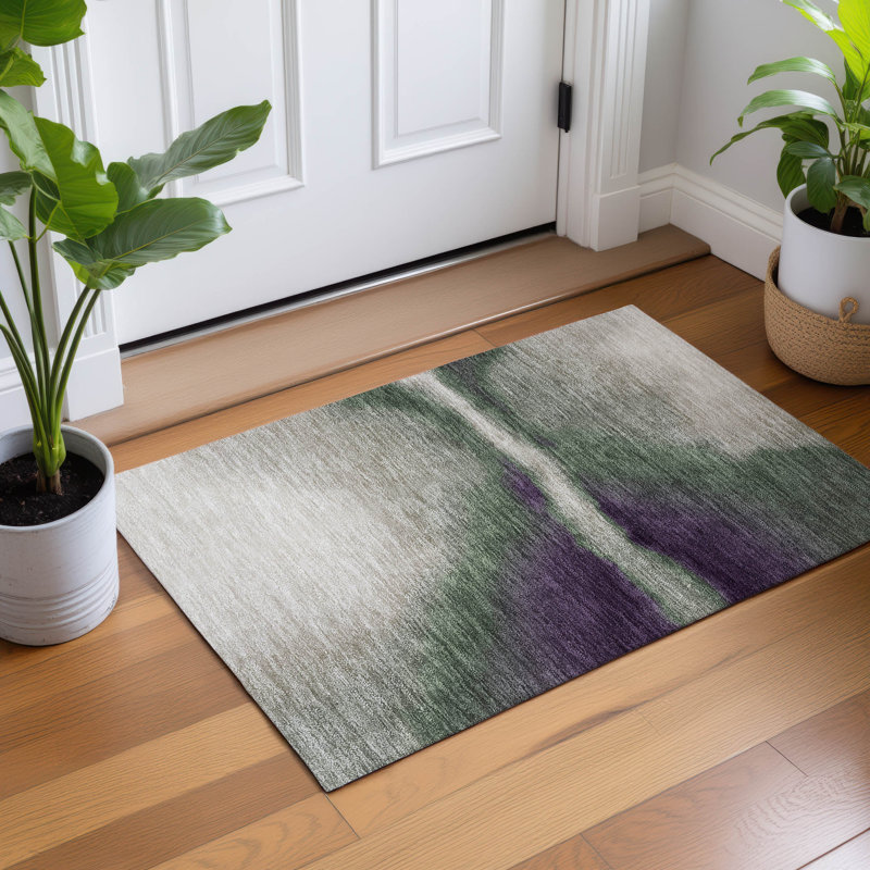 Machine Washable Indoor/Outdoor Lockway ACN2419 Abstract Rug, Rectangle 1'8" x 2'6"