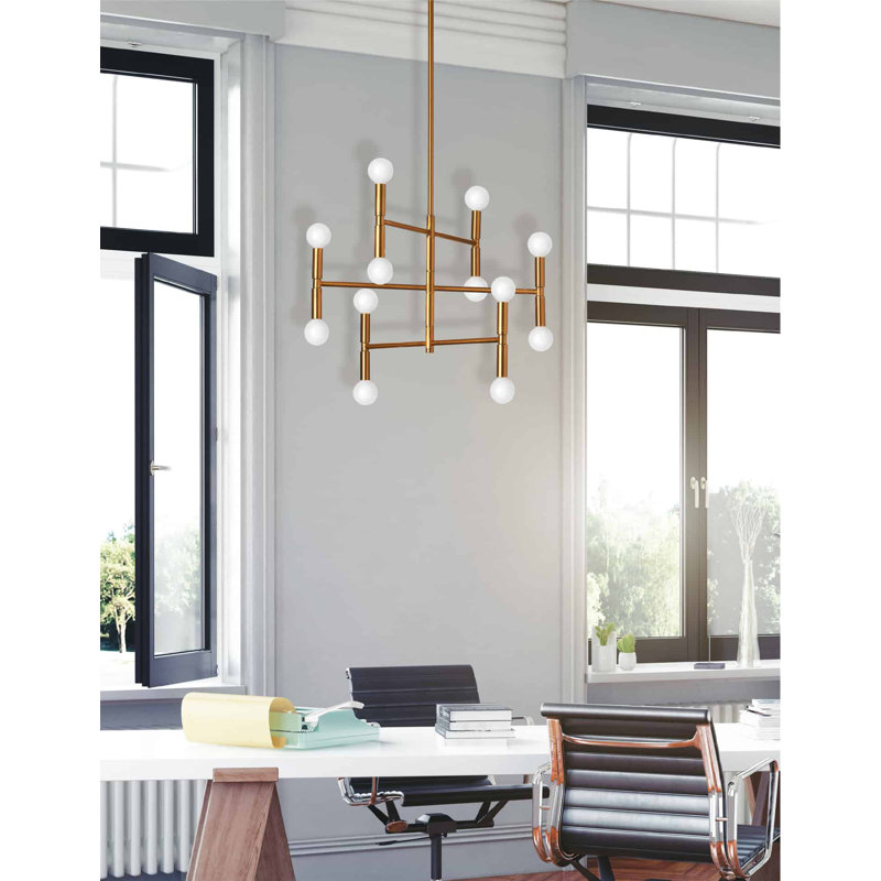 Lustre spoutnik 12 lumières Archle Annell, H 13 po x l 20,8 po x P 4,5 po, Bronze