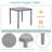 5 Piece Dining Table Set, Wooden Dining Square Table Set for 4, Counter Height Kitchen Table Set with Square Table and 4 Upholstered Chairs for Small Space, Grey