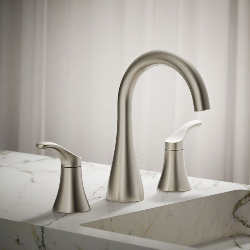 Simplice Widespread Bathroom Sink Faucet, Three-Hole Bathroom Faucet with Clicker Drain, 1.2 GPM, Chrome