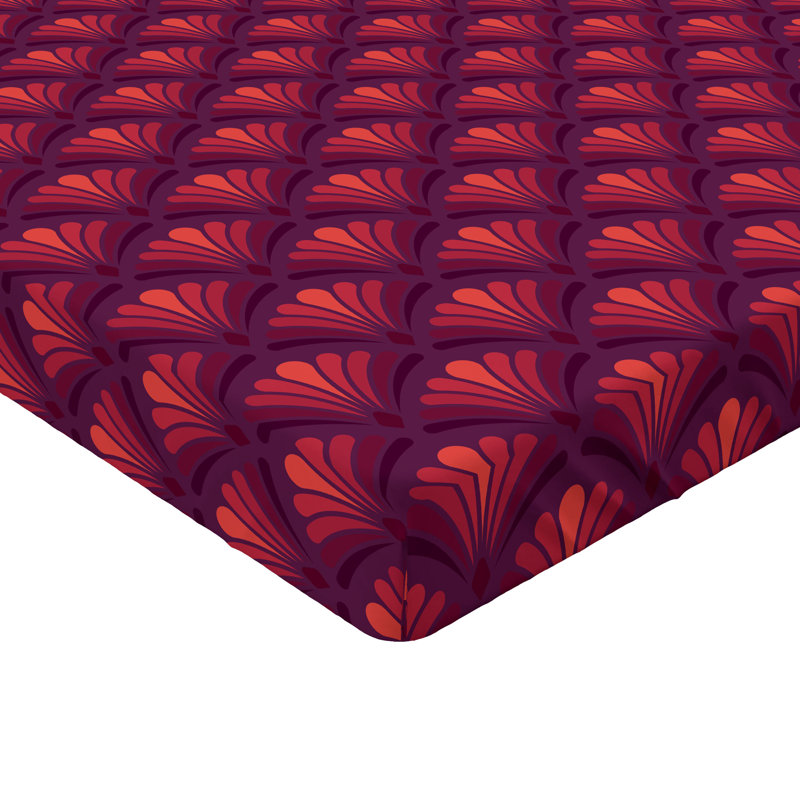 Drap-housse Ambesonne Art Déco motif coquille nostalgique prune magenta et corail des années 80