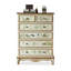 Meuble d'appoint à cinq tiroirs en bois massif peint à la main avec motif floral