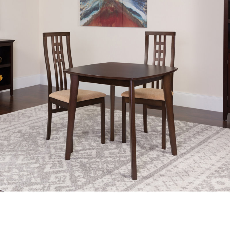 Hulse Solid Wood Top Four Leg Base Dining Set, Espresso