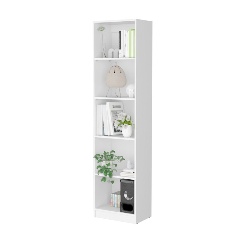 Bibliothèque blanche à 5 tablettes - Rangement pratique et élégant avec 5 tablettes