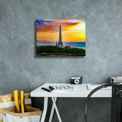 «Paris Sunset», art mural sur toile, 26 po x 18 po