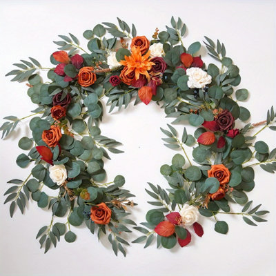 Eucalyptus Willow Leaves Garland with Flowers