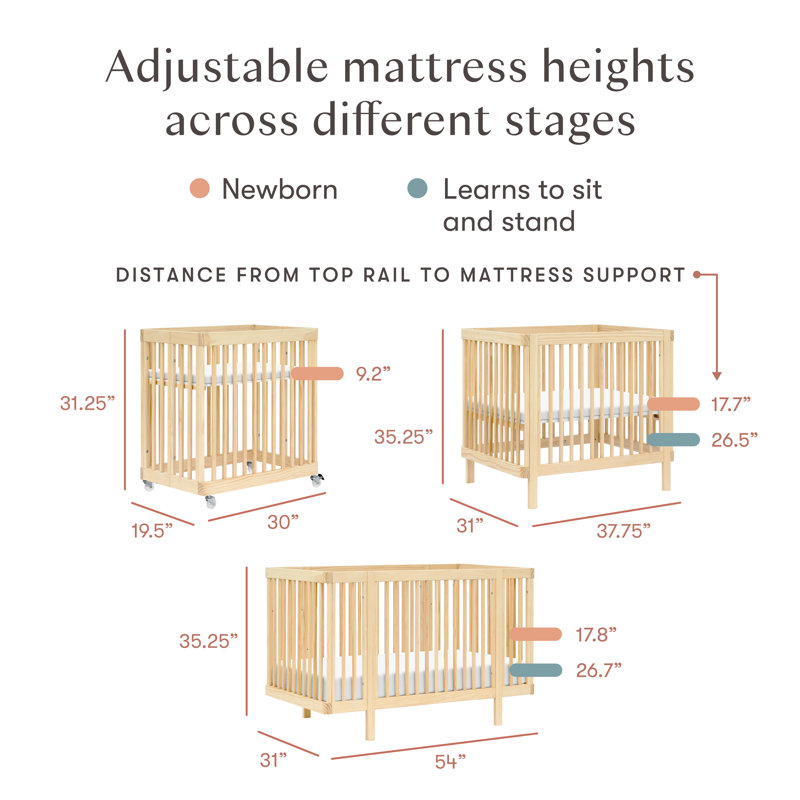 Pogo 8-in-1 Convertible Crib, Blonde