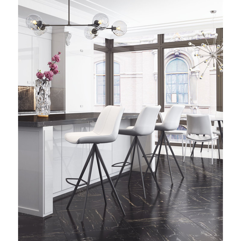 Tabouret de bar Kasius (ensemble de 2), Blanc / noir
