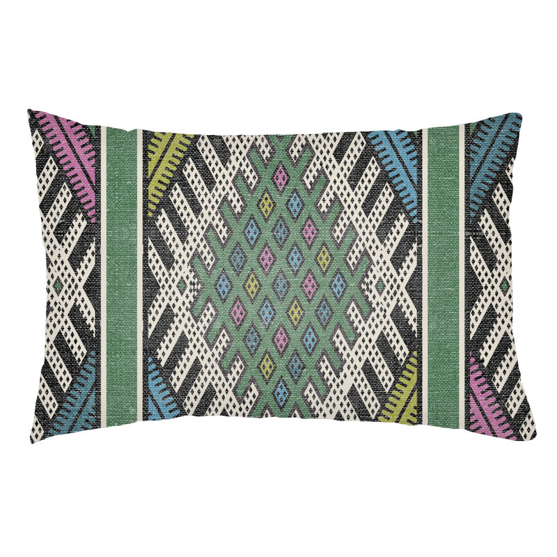 Lolita Pratt Indoor/Outdoor Lumbar Pillow, Kelly Green/Lime Green