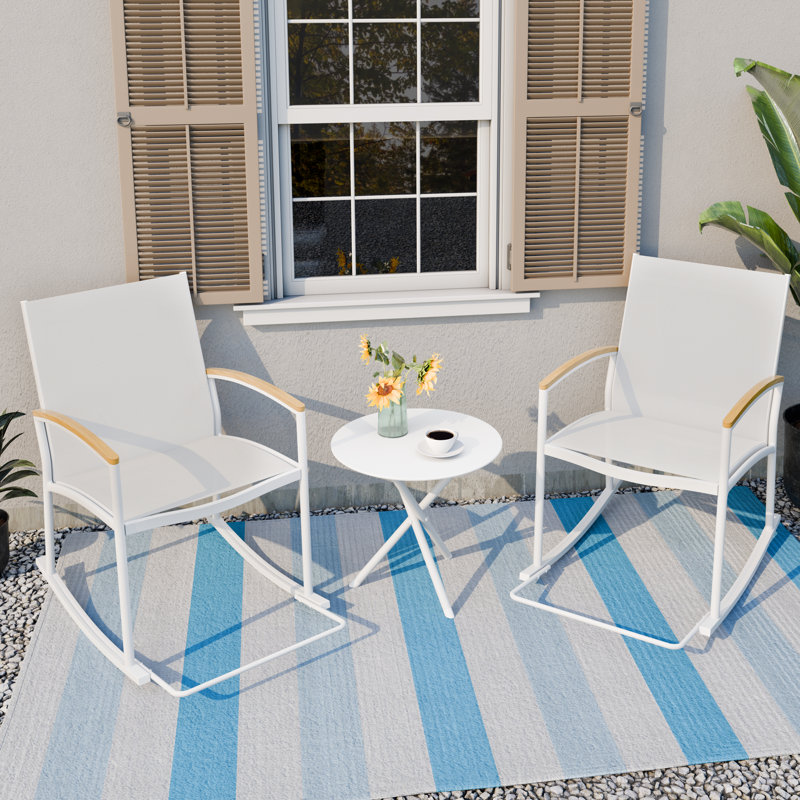 Ensemble de patio à bascule extérieur pour 2 personnes Brianni, Blanc