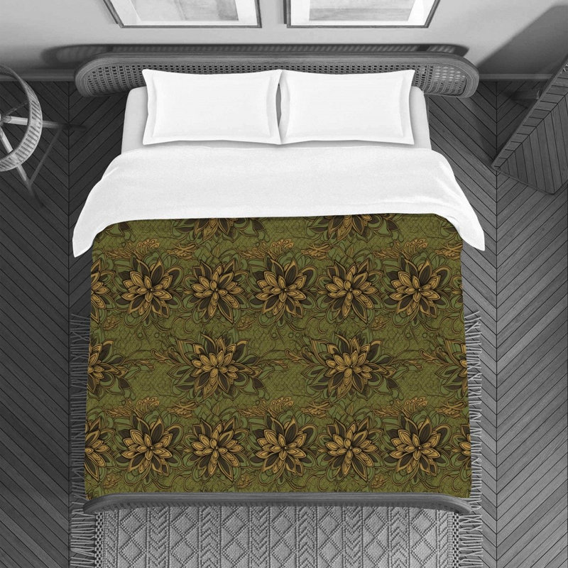 Machine Printed Duvet Cover, Queen Duvet Cover, Brown/Green
