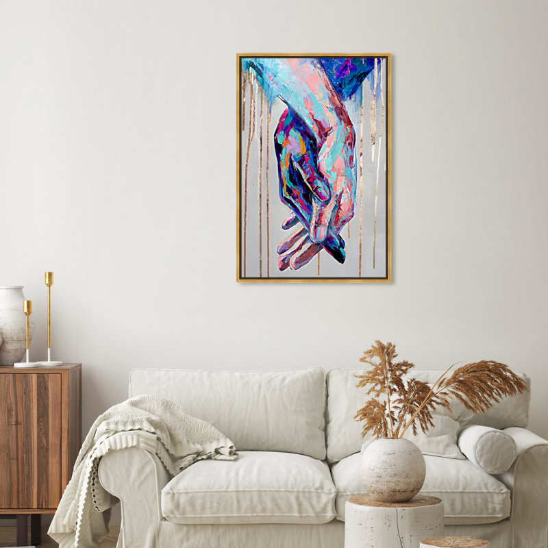 «Abstract Always Together», reproduction d'impression sur toile, H 36 po x l 24 po, Impression encadrée, Doré