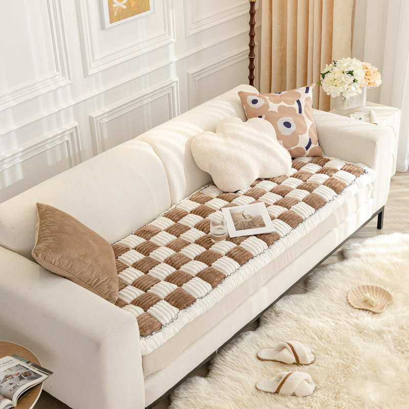 Fun Sofa Cover,Checkered Square Design,Window Seat Cushion, Bed Headboard Cushion, Tatami Mat, 1.3" H x 59" W x 27.5" D