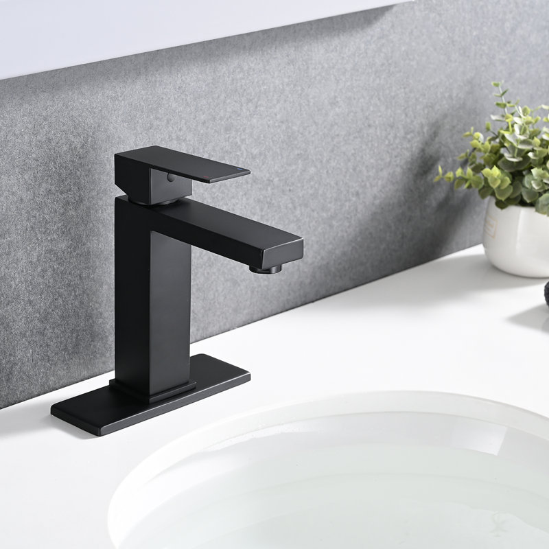 Single-Hole Single-handle Bathroom Faucet with Drain Assembly, Matte Black