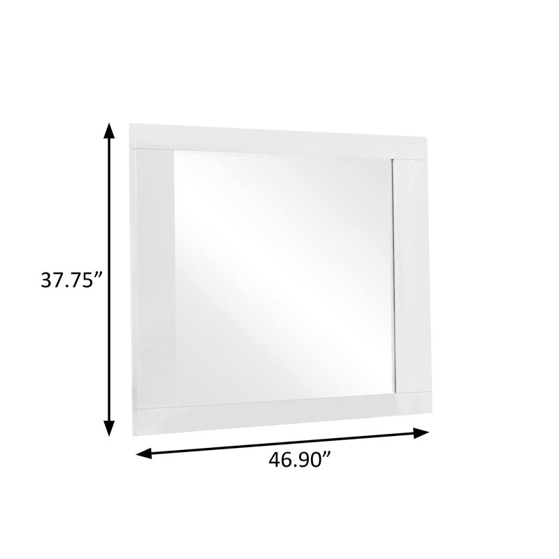 46.9"W Contemporary Mirror, Glossy White