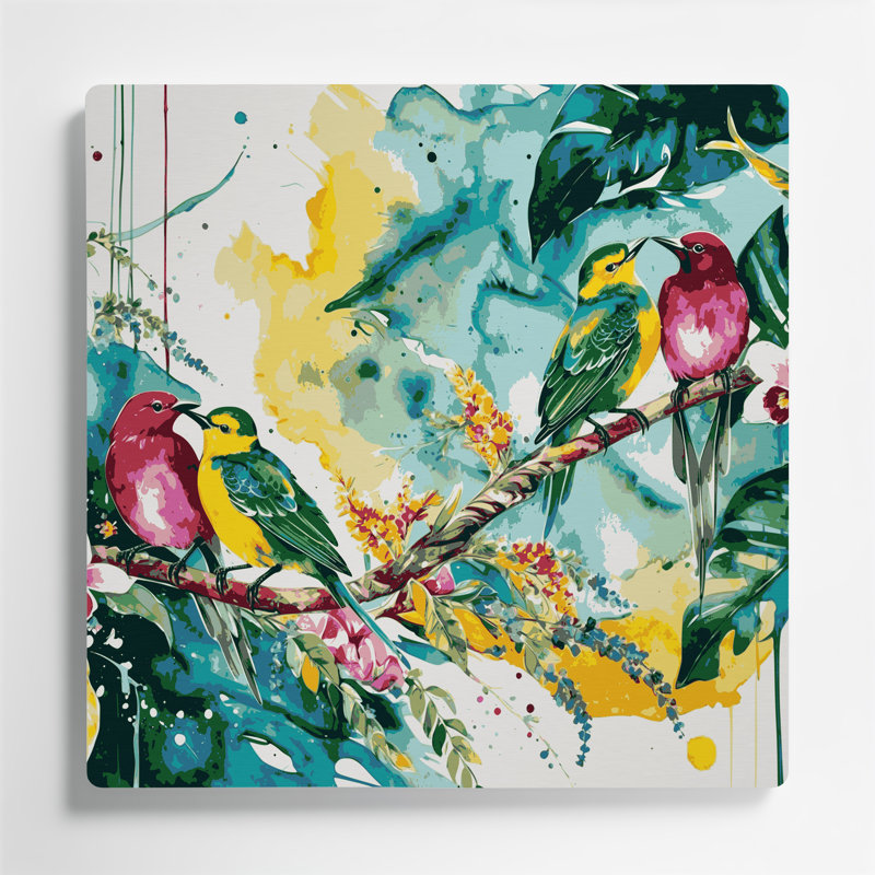 Paire d'oiseaux hawaïens, art mural en métal beige, H 12 po x l 12 po