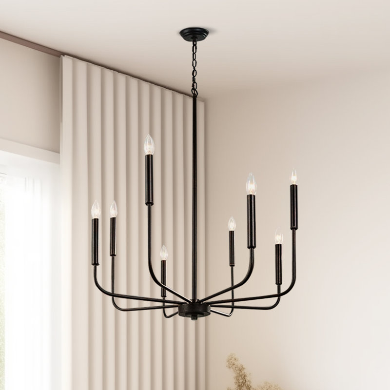 Emilyn 8 -Light Black Candle Style Classic Chandelier