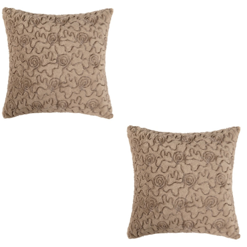 Floral Faux Fur Reversible Pillow Cover, Brown, 18" H x 18" W 