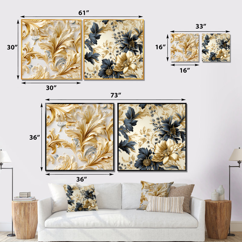 Kellum - Ensemble de 2 reproductions d'art sur toile, Toile tendue, H 16 po x l 33 po x P 1 po