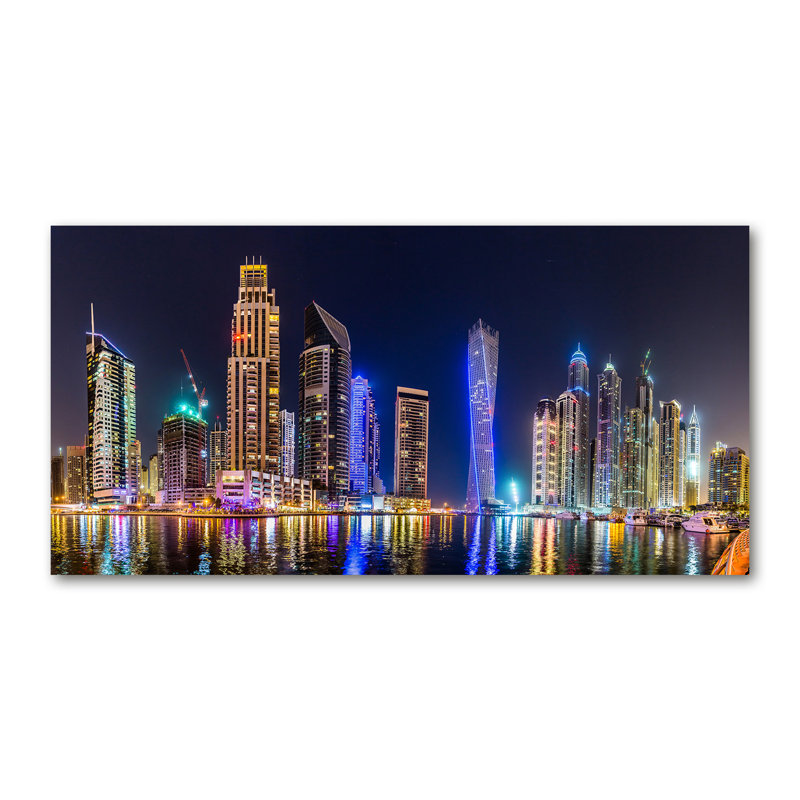 Dubai At Night - Wrapped Canvas Print