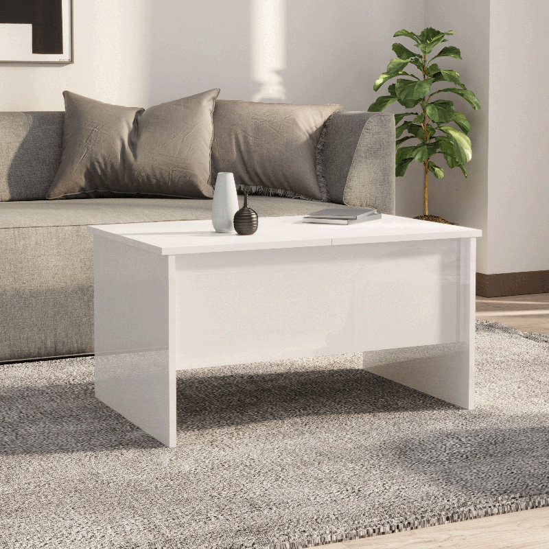 Husai Coffee Table 80x50x42,5 cm Engineered Wood, High Gloss White