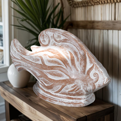 White Wash Clay Fish Sculpture