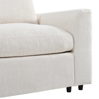 101.57 Inch Modern 3-Seater Sofa, Chenille Upholstered Couch with Solid Wood Frame, Comfortable Living Room Sofa with 1 Throw Pillow