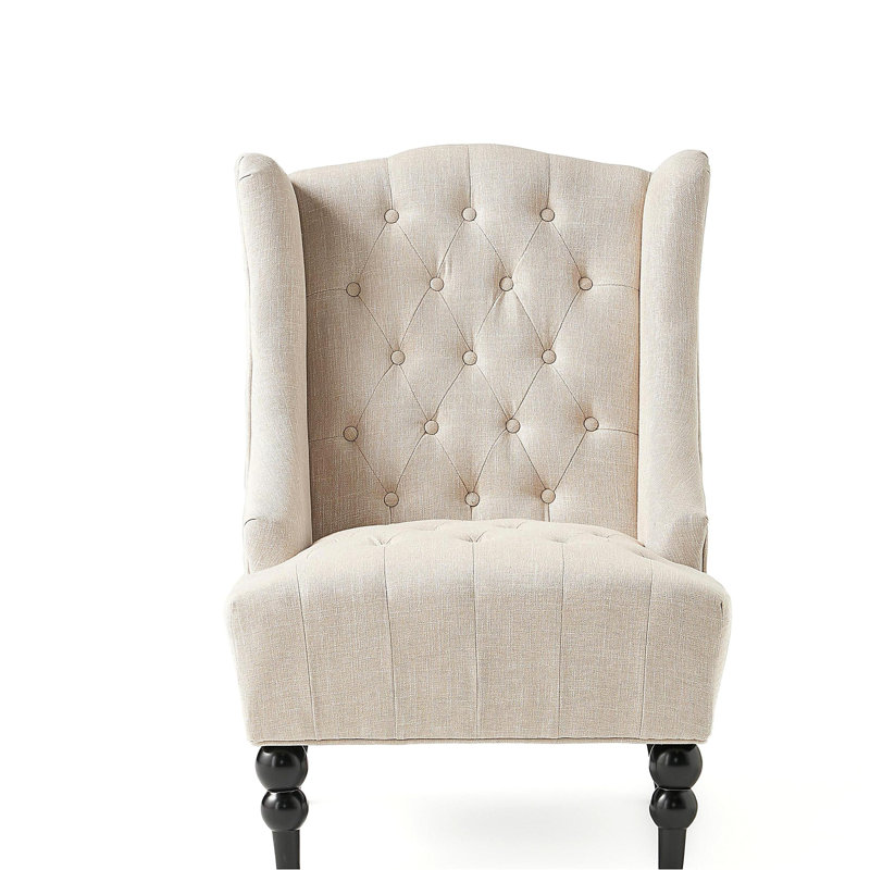 High-Back Club Chair, Light Beige Fabric