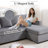 122'' Wide Modern Soft Microfiber Upholstered Sectional Sofa With Pillow Backrests