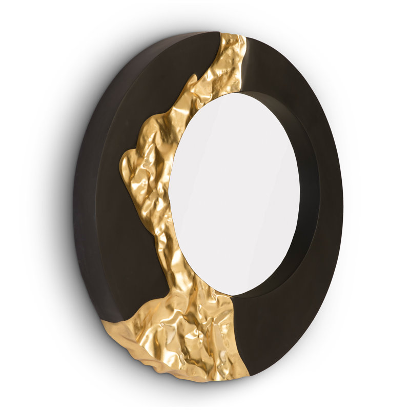 Miroir d'appoint Mercury Sleek & Chic, Noir / or