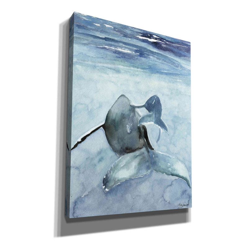 «Dolphin And Calf» par Stellar Design Studio - peinture sur toile tendue, H 54 po x l 40 po x P 1,5 po