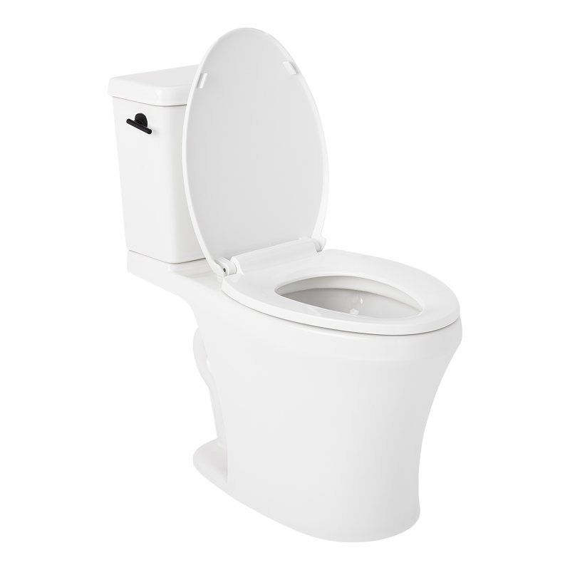 Millspring Low-Flow Two-Piece Elongated Toilet - White - Matte Black Handle, Matte Black