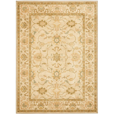 Tapis tissé à la machine en polypropylène ivoire Ralph Lauren Oushak