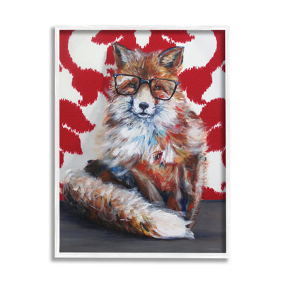 " Red Fox Black Frame Glasses Abstract Pattern Room " Acrylic Painting
