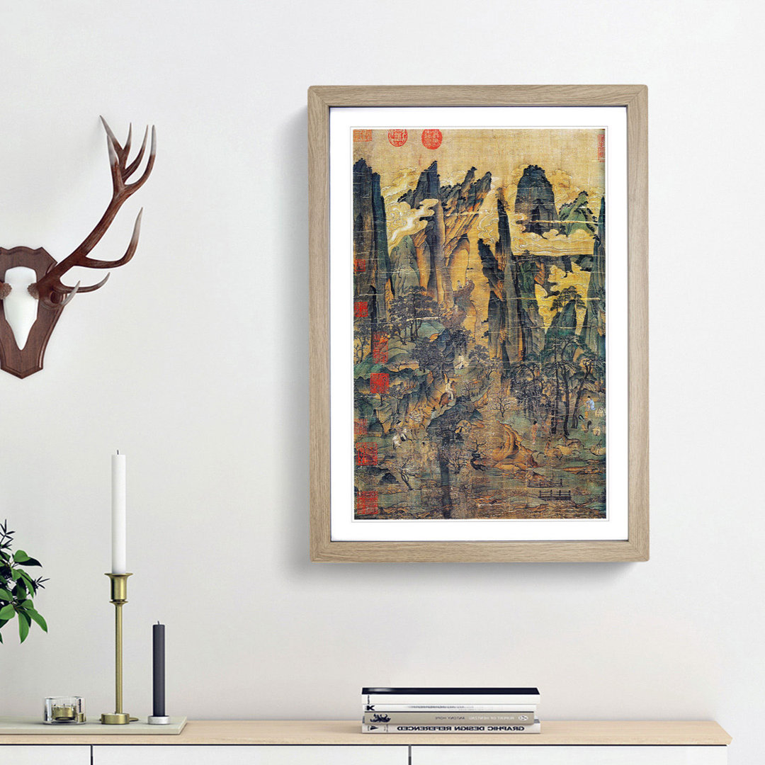 Mountain Landscape by Li Zhaodao - Framed Print
