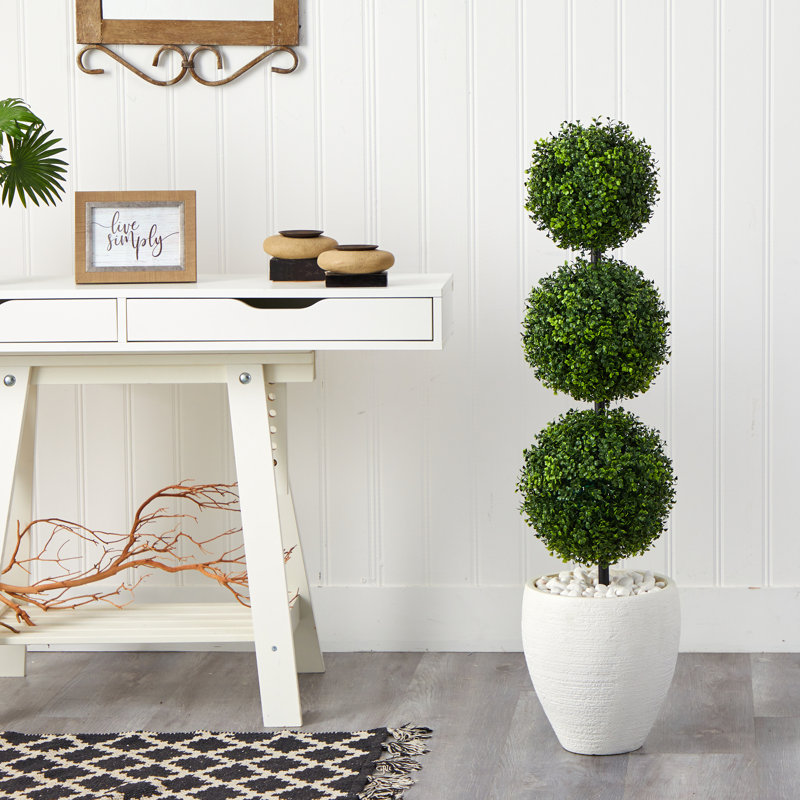 42'' Faux Boxwood Topiary in Clay Planter