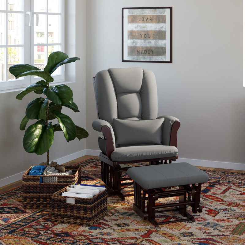 Fauteuil oscillant et coulissant avec repose-pieds Tuscany, Espresso, Gris