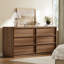 Commode à 6 tiroirs de 63 po avec rangement à rabat, commode moderne pour la chambre à coucher et le salon