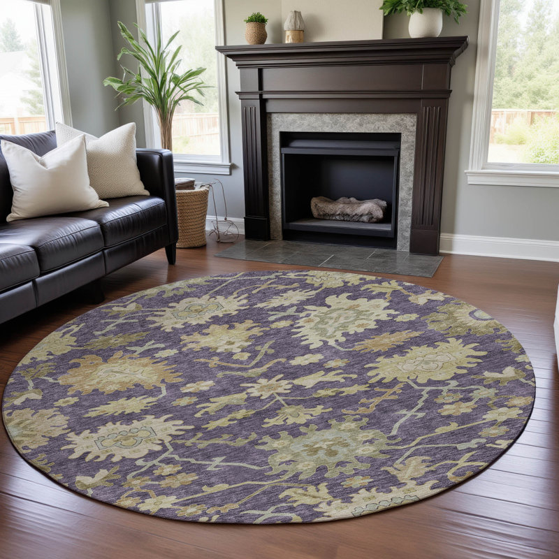 Premium Machine Washable Gurubaksh AMF1150 Global Rug, Round 8'