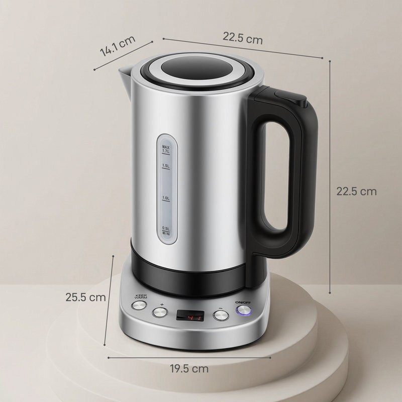HOMCOM Electric Kettle 1.7L Fast Boil 3kW Water Kettle with Strix Thermost, Silver
