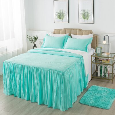 One Allium Way® Ruffle Skirt Bedspread 4-5 Piece Set,30 Inches Drop Bed Skirt Coverlet With Shams And Area Rug -  5B97C3B54AFE4FB2882F7F0F907B4448