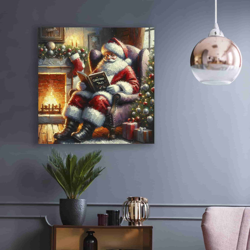 Cozy Hearthside Stories: Santa's Christmas Tales - Impression sur toile tendue, H 30 po x l 30 po x P 1,5 po