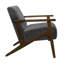 Siège gris foncé de style Mid-Century avec ressorts ensachés et structure en bois d'hévéa massif