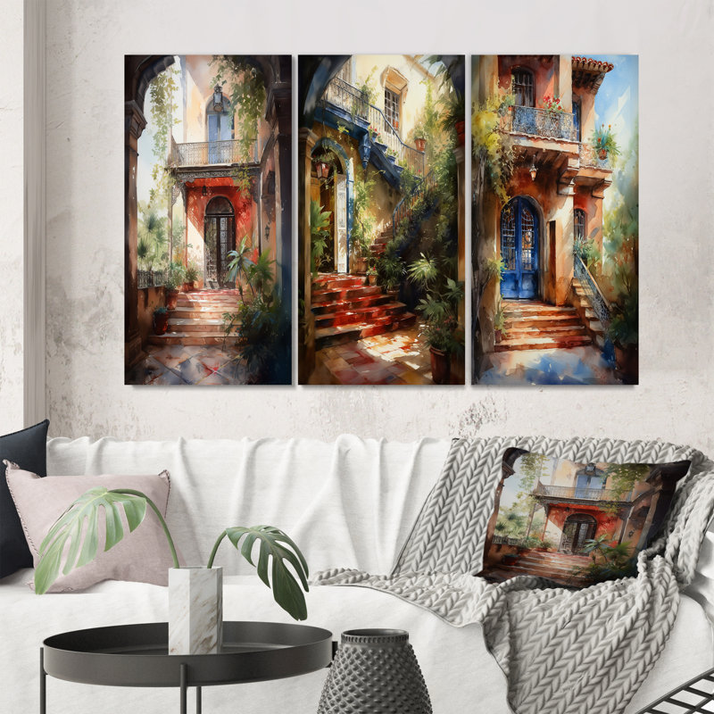 «Rustic Entrance To Country Cottage», 3 pièces, Toile tendue, H 36 po x l 20 po