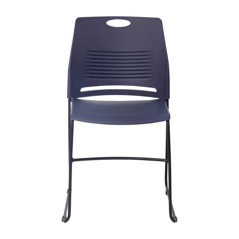 Navy Armless Metal Stacking Reception Chairs, Set of 5