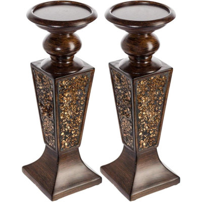 Ensemble de 2 porte-bougies pilier