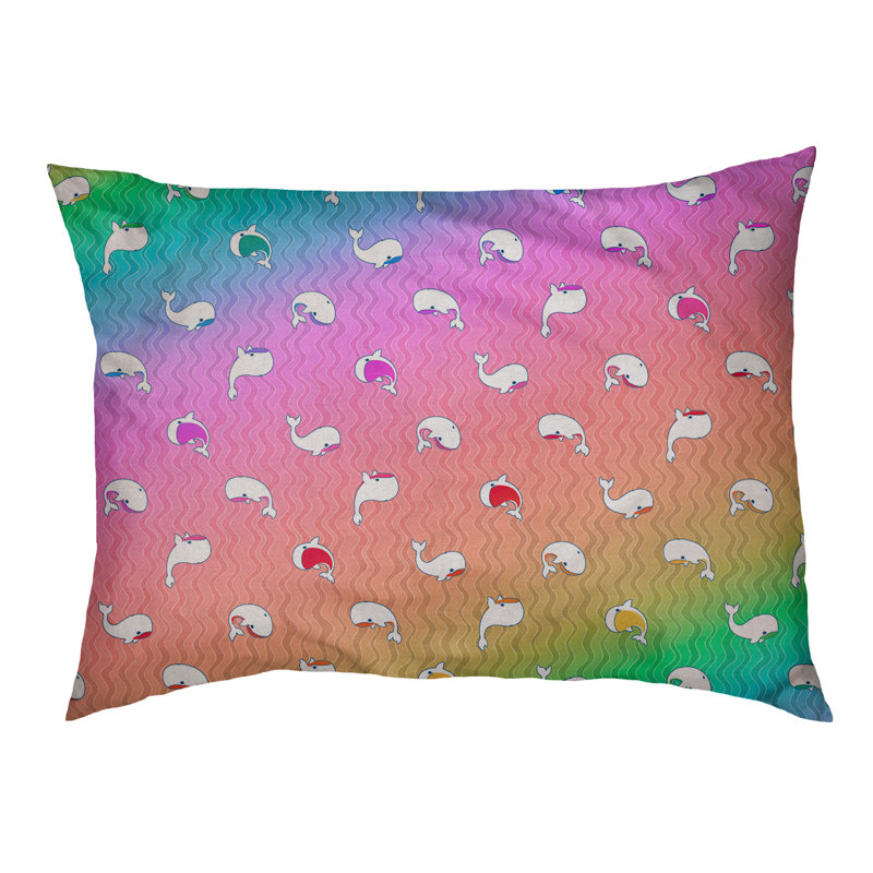 Coussin pour chien Campion Whales, Moyen (L 29,5 po x P19,5 po x H 9,5 po), Turquoise foncé / rose foncé / rouge